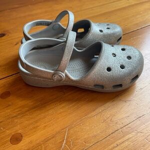 CROCS Kids Silver Glitter Maryjane Shoes